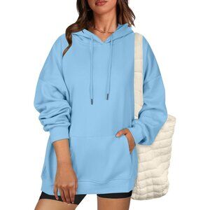 🆕 Women Blue Pullover Sweatshirts Long Sleeve Fall Winter Coat Fleece Hoodies